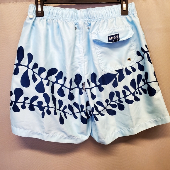 Ahoy Volleyball Shorts/bathing suit  Baby Blue and Navy Size Large - Picture 4 of 7